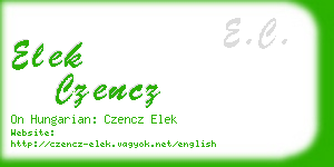 elek czencz business card